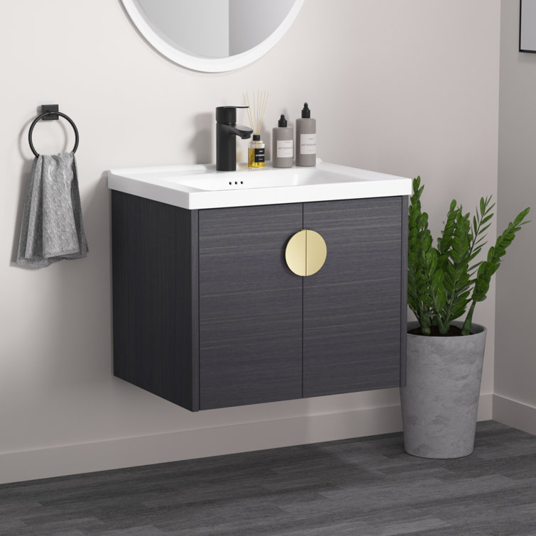 Ebern Designs 24'' Wall Mounted Single Bathroom Vanity With Ceramic Top